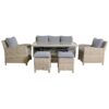 Wentworth 7 Seater 6 Pc Sofa Dining Set with Adjustable Height Table - Synthetic Rattan - H68 x W150 x L80 cm - Beige