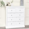 White 5 Drawer Chest of Drawers - Slimline Haxey White Range