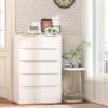 White Dresser, 6-drawer Dresser For Bedroom, Wood Dresser With 6 Large Drawers, Wooden Dressers & Chests Of Drawers, Tall Dresser With Smooth Metal