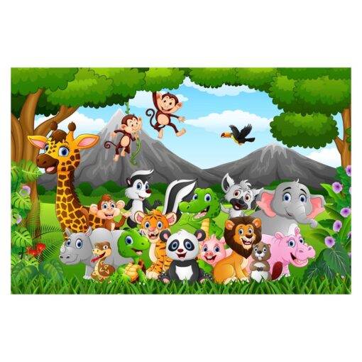 Wild Jungle Animals 3.2m x 4.8m Textured Matt Peel & Stick Wall Mural