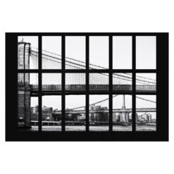 Window on New York Bridge 3.2m x 4.8m Textured Matte Peel & Stick Wall Mural