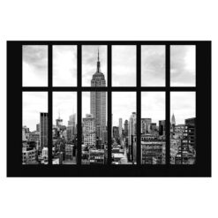 Window on New York Empire State Building 3.2m x 4.8m Textured Matte Peel & Stick Wall Mural