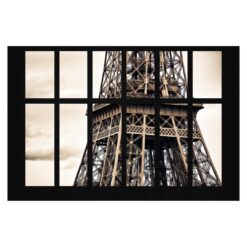 Window on the Eiffel Tower 3.2m x 4.8m Textured Matte Peel & Stick Wall Mural