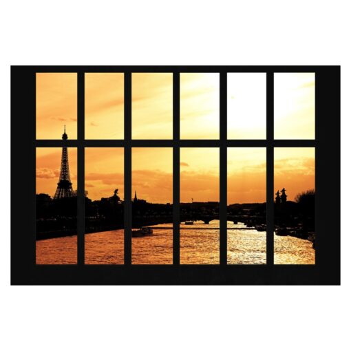 Window on the Eiffel Tower Paris at Sunset 3.2m x 4.8m Textured Matte Peel & Stick Wall Mural