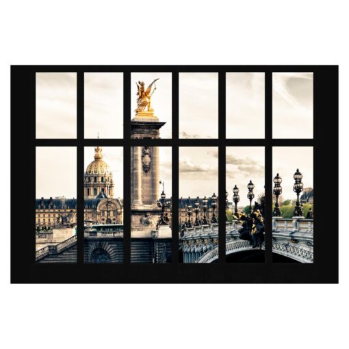 Window on the Pont Alexandre in Paris 3.2m x 480cm Textured Matt Peel & Stick Wall Mural