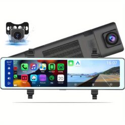 Wireless Ios Carplayer Dashcam With Front Camera Support Android Auto Fm Transmitter/split Screen/voice Control/loop Recording, Car Dash Cam With Aux