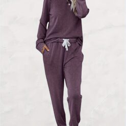 Women's Sweatsuit Set 2 Long Sleeve And Drawstring Sweatpants Outfits