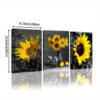 Wooden Framed 3 Piece Sunflower Wall Decor Picture Painting Black And White Poster Country Wall Art Rustic Decorative Paintings Modern Sunflowers