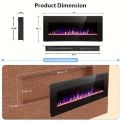 Xbeauty 30"/ 36"/ 42"/ 50"/ 60"/ 68" Fireplace Recessed And Mounted, 1500w Fireplace , 12- & , Touch , , For Christmas, Halloween, .