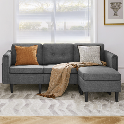 Yaheetech 3-seater Sofa , Upholstered Sofa For , L-shaped Sofa