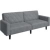 Yaheetech Velvet Sofa Bed with Diamond Tufted Design, Dark Grey