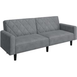 Yaheetech Velvet Sofa Bed with Diamond Tufted Design, Dark Grey