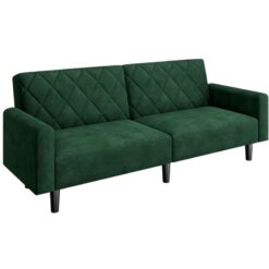 Yaheetech Velvet Sofa Bed with Diamond Tufted Design, Green