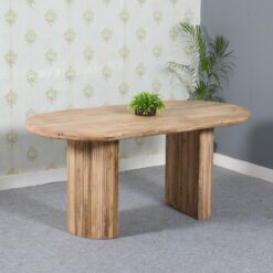 York Mango Light Mango Wood Dining Table Set 170Cm With 6 Chairs