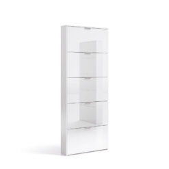 Zalpa White Gloss Shoe Cabinet 5-tier Revolving Shoe Rack For 18-22 Pairs, Space-saving Organiser