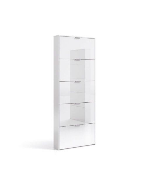 Zalpa White Gloss Shoe Cabinet 5-tier Revolving Shoe Rack For 18-22 Pairs, Space-saving Organiser