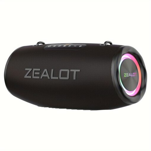 Zealot S87 80w Powerful Outdoor Portable Subwoofer Wireless Speaker With Handle, Hifi Sound Quality, Rgb Light, Tws Dual Pairing, Fast Charging,