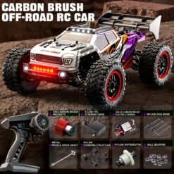 Znlyrion 4wd Rc Off- Car, , 40km/h, , Controlled, 1300mah Rechargeable Battery, Metal Construction, For Halloween & Thanksgiving , Purple