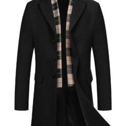 -wool Detachable Scarfs Notched Breasted Pea Overcoat