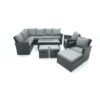 11 Seat Rattan Garden Furniture Corner Sofa Set Outdoor Patio Sofa Chair Table Set with 2 Small Footstools 2 Big Footstools Dark Grey Mixed - Fimous