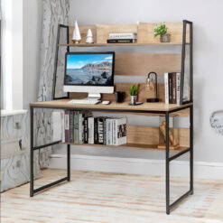 120Cm W Rectangular Computer Desk With Storage Shelves