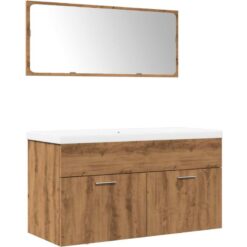 3 Piece Bathroom Furniture Set Artisan Oak Engineered Wood Vidaxl