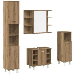 4 Piece Bathroom Furniture Set Artisan Oak Engineered Wood Vidaxl