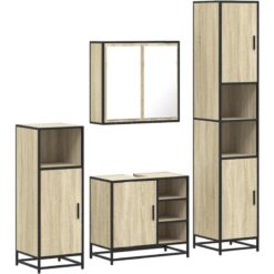 4 Piece Bathroom Furniture Set Sonoma Oak Engineered Wood vidaXL