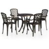 5 Piece Bistro Set Cast Aluminium Bronze Vidaxl