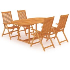 5 Piece Garden Dining Set Solid Teak Wood Vidaxl