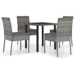 5 Piece Outdoor Dining Set with Cushions Poly Rattan Grey Vidaxl