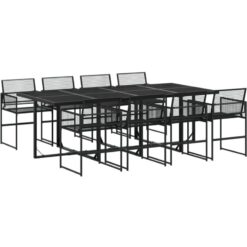 9 Piece Garden Dining Set Black Poly Rattan Vidaxl