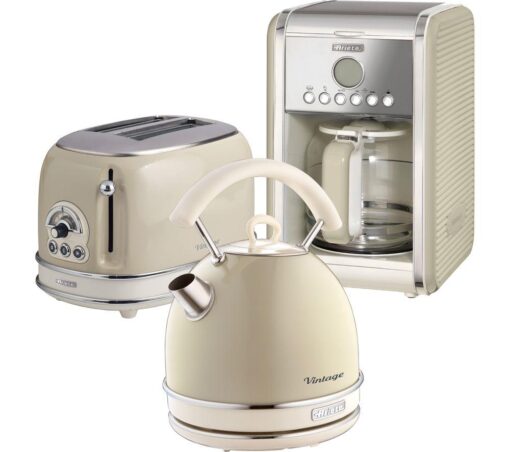 ARIETE Vintage ARPK13 Toaster, Kettle & Coffee Machine Bundle - Beige