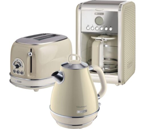 ARIETE Vintage ARPK7 Coffee Machine, Toaster & Kettle Bundle - Beige, Cream