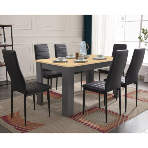 Acelin 6 Person Dining Table Set With 6 Luxury Dining Chairs