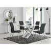 Alicia Modern Glass & Wood Finish Dining Table Set with 4 Soft Touch Faux Leather Dining Chairs