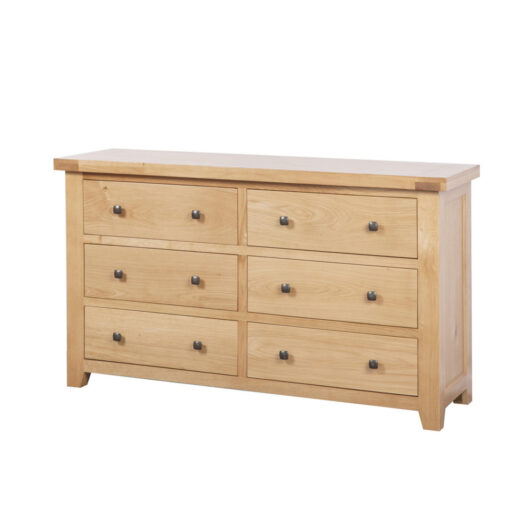 Angiens 6 Drawer 140Cm W Solid Wood Chest of Drawers