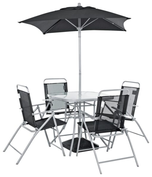 Argos Home Atlantic 4 Seater Folding Metal Patio Set - Black