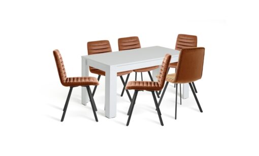 Argos Home Miami Extending Table & 6 Copper Chairs