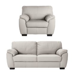 Argos Home Milano Leather Chair & 3 Seater Sofa - Light Grey