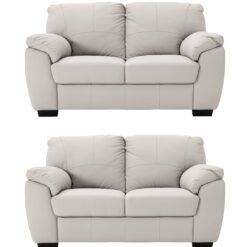 Argos Home Milano Pair of Leather 2 Seater Sofa - Light Grey