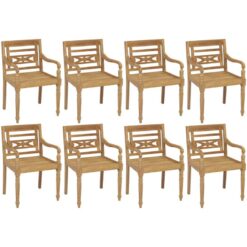 Batavia Chairs 8 pcs Solid Teak Wood Vidaxl