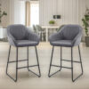 Battifora 67cm Grey Suede Bar Stools, Living Room Furniture, Kitchen Stool