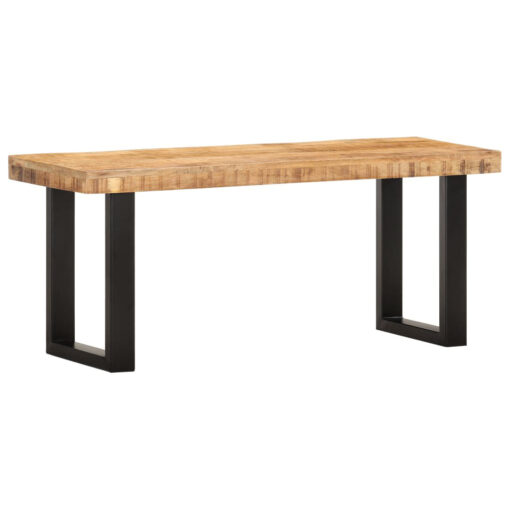 Bench - Solid Rough Mango Wood And Steel, 110 Cm, Industrial-Style Seating For Living Room, Entryway, Or Dining Room