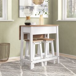 Callista drop leaf dining table with 2 stool set