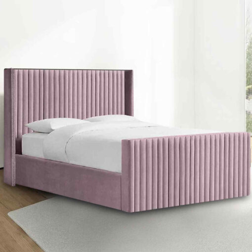 Damiano Bed Single Plush Velvet Pink