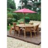 Eight Seater Circular Table Set with Cushions - W350 x D350 x H98 - Fully Assembled - Burgundy