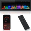 Electric Fireplace Insert Wall Mounted Freestanding Heater Metal Panel With Crystal & Log, Smart Wifi