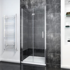 Elegant - 800x1200mm Bi-Fold Shower Door Glass Shower Enclosure Reversible Folding Cubicle Door with Rectangular smc Tray and Waste Trap