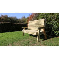 Ergonomic 3 Seat Bench, Wooden Garden Furniture - L75 x W170 x H105 cm - Fully Assembled